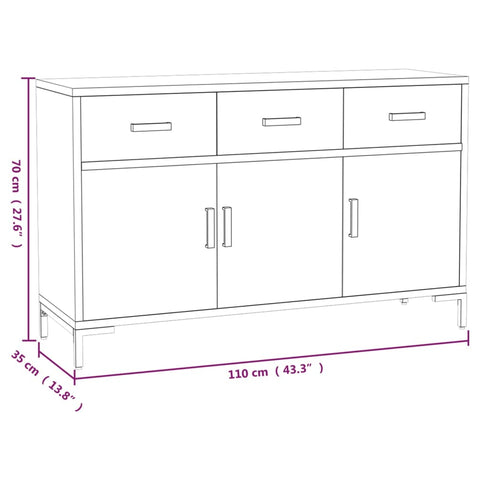 vidaXL Sideboard Brown 110x35x70 cm Solid Pinewood