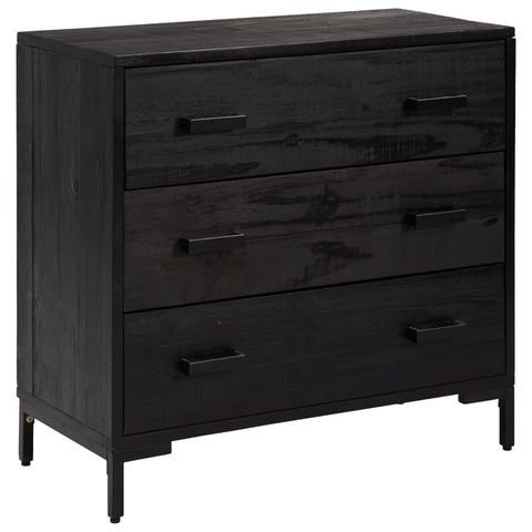 vidaXL Chest of Drawers Black 75x35x70 cm Solid Pinewood