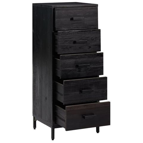 vidaXL Chest of Drawers Black 42x35x110 cm Solid Pinewood