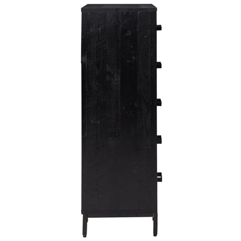 vidaXL Chest of Drawers Black 42x35x110 cm Solid Pinewood