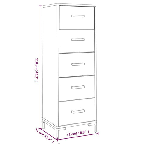 vidaXL Chest of Drawers Black 42x35x110 cm Solid Pinewood
