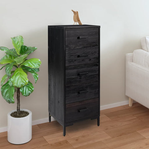 vidaXL Chest of Drawers Black 42x35x110 cm Solid Pinewood