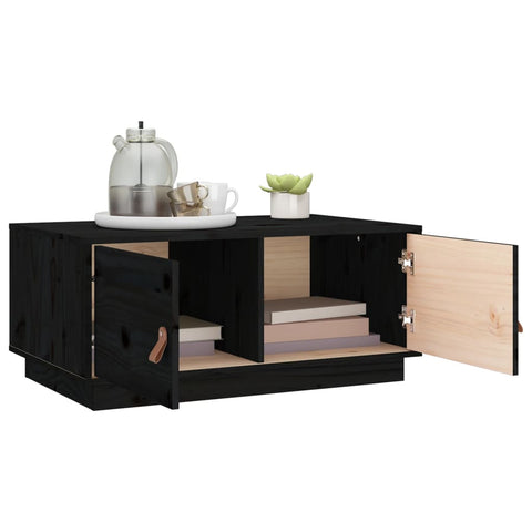 vidaXL Coffee Table Black 80x50x35 cm Solid Wood Pine