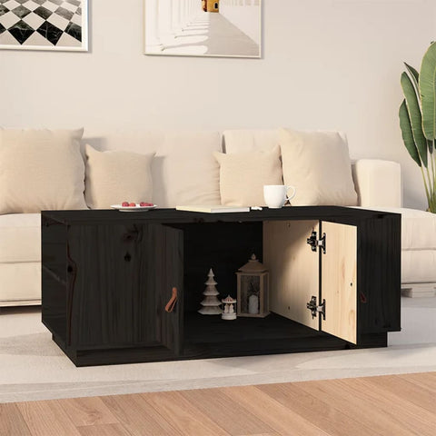 vidaXL Coffee Table Black 100x50x41 cm Solid Wood Pine