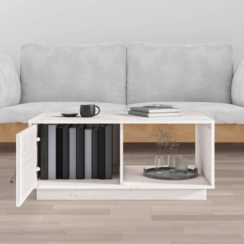 vidaXL Coffee Table White 80x50x35.5 cm Solid Wood Pine