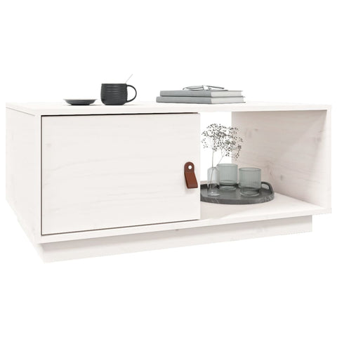 vidaXL Coffee Table White 80x50x35.5 cm Solid Wood Pine