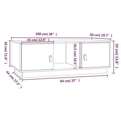 vidaXL Coffee Table White 100x50x35 cm Solid Wood Pine