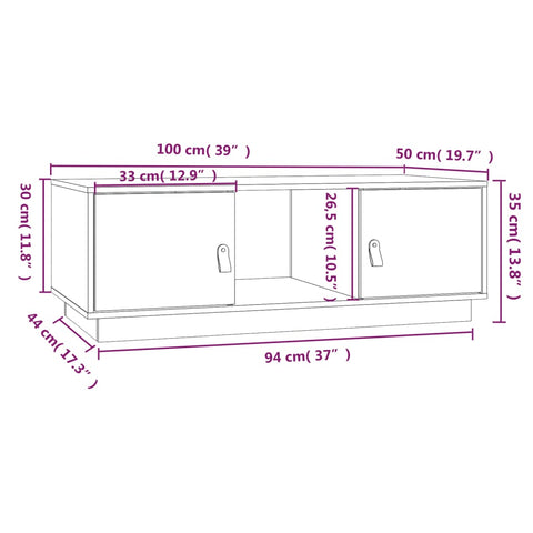 vidaXL Coffee Table Grey 100x50x35 cm Solid Wood Pine