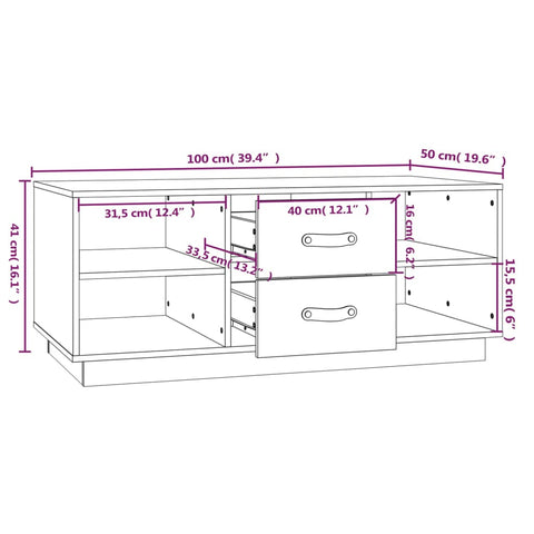 vidaXL Coffee Table 100x50x41 cm Solid Wood Pine