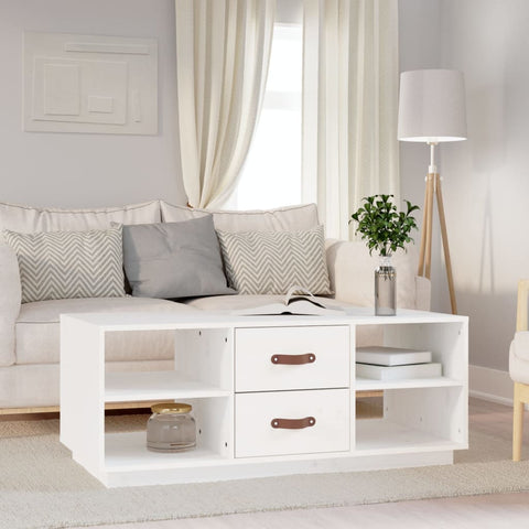 vidaXL Coffee Table White 100x50x41 cm Solid Wood Pine