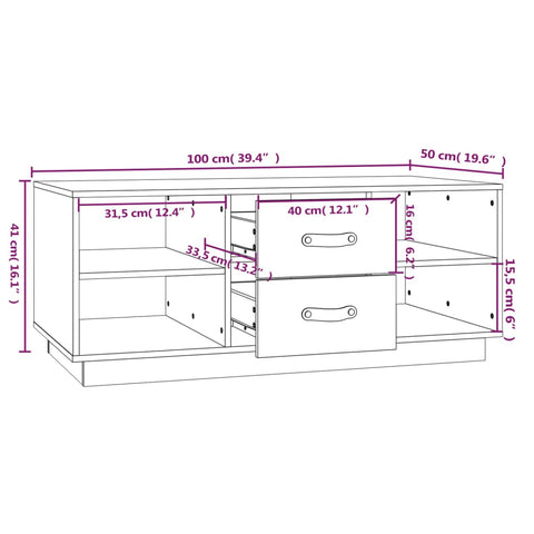 vidaXL Coffee Table Grey 100x50x41 cm Solid Wood Pine