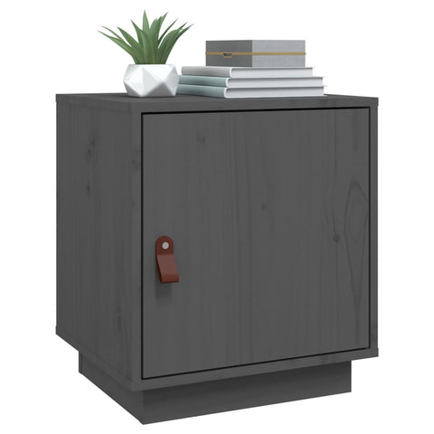 vidaXL Bedside Cabinet Grey 40x34x45 cm Solid Wood Pine