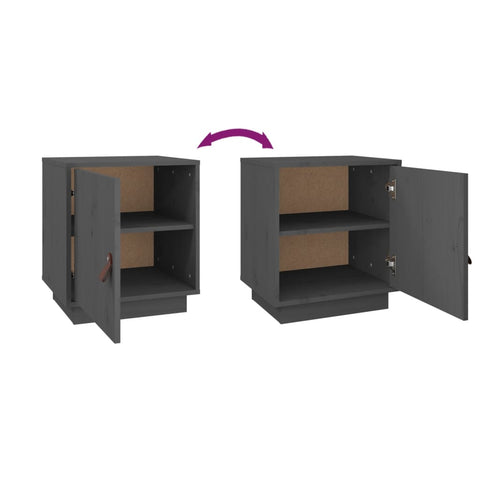 vidaXL Bedside Cabinet Grey 40x34x45 cm Solid Wood Pine