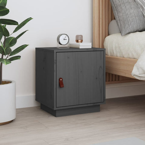 vidaXL Bedside Cabinet Grey 40x34x45 cm Solid Wood Pine
