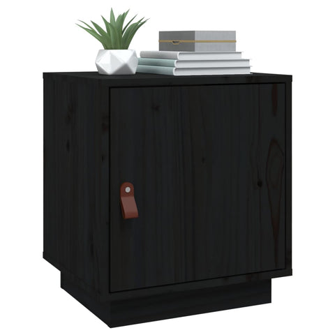 vidaXL Bedside Cabinet Black 40x34x45 cm Solid Wood Pine
