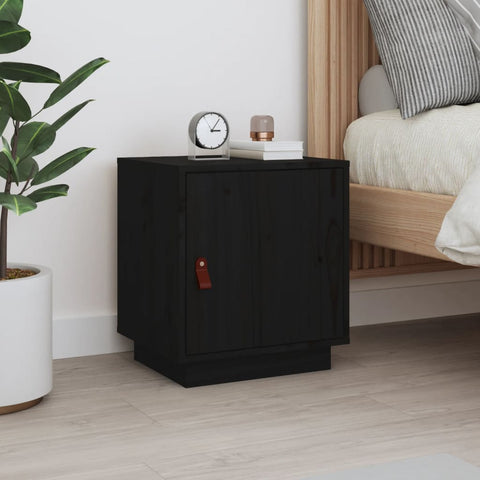vidaXL Bedside Cabinet Black 40x34x45 cm Solid Wood Pine