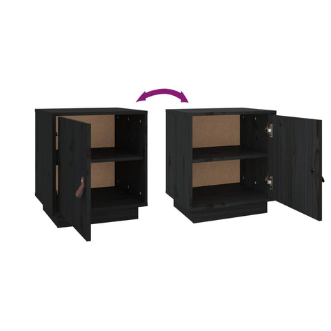 vidaXL Bedside Cabinets 2 pcs Black 40x34x45 cm Solid Wood Pine