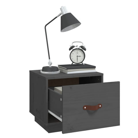 vidaXL Bedside Cabinet Grey 40x34x35 cm Solid Wood Pine