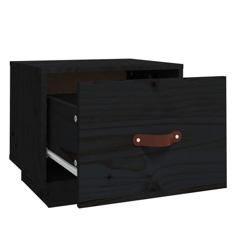 vidaXL Bedside Cabinet Black 40x34x35 cm Solid Wood Pine