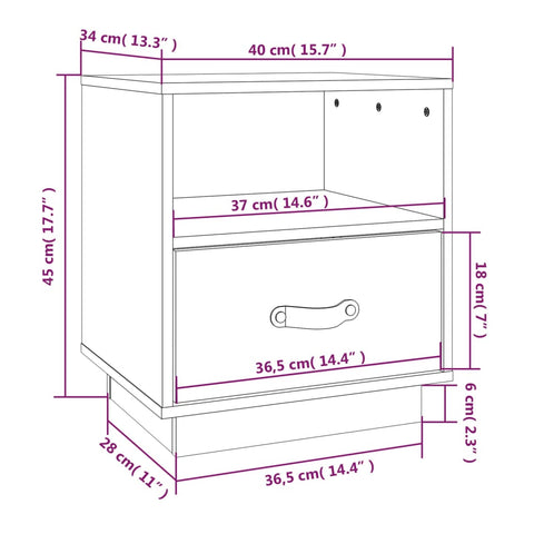 vidaXL Bedside Cabinet White 40x34x45 cm Solid Wood Pine