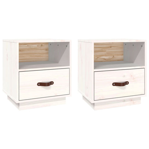 vidaXL Bedside Cabinets 2 pcs White 40x34x45 cm Solid Wood Pine