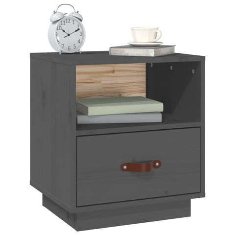 vidaXL Bedside Cabinet Grey 40x34x45 cm Solid Wood Pine