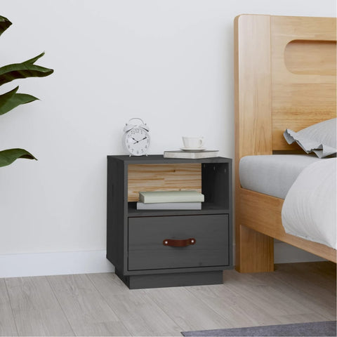 vidaXL Bedside Cabinet Grey 40x34x45 cm Solid Wood Pine