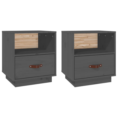 vidaXL Bedside Cabinets 2 pcs Grey 40x34x45 cm Solid Wood Pine