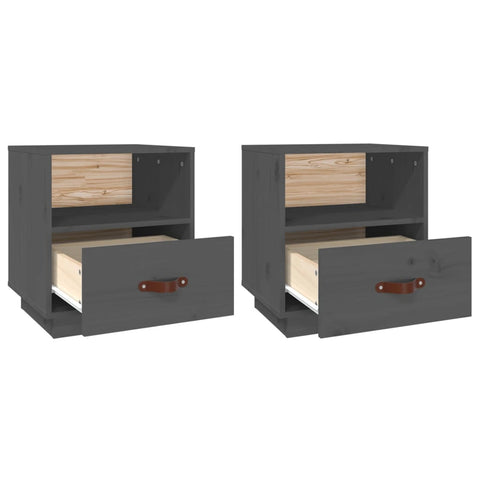 vidaXL Bedside Cabinets 2 pcs Grey 40x34x45 cm Solid Wood Pine