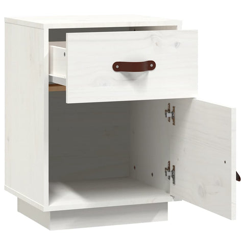 vidaXL Bedside Cabinet White 40x34x55 cm Solid Wood Pine