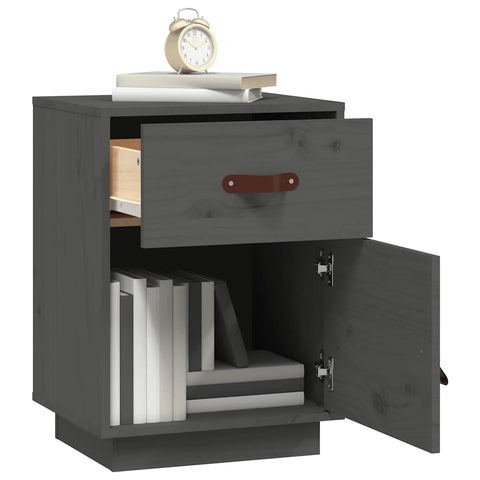 vidaXL Bedside Cabinet Grey 40x34x55 cm Solid Wood Pine