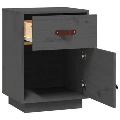vidaXL Bedside Cabinet Grey 40x34x55 cm Solid Wood Pine