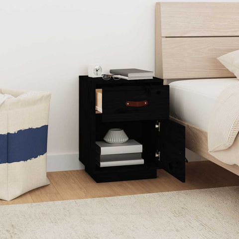 vidaXL Bedside Cabinets 2 pcs Black 40x34x55 cm Solid Wood Pine