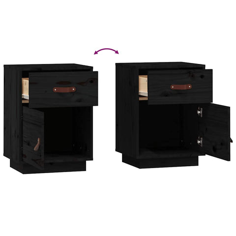 vidaXL Bedside Cabinets 2 pcs Black 40x34x55 cm Solid Wood Pine