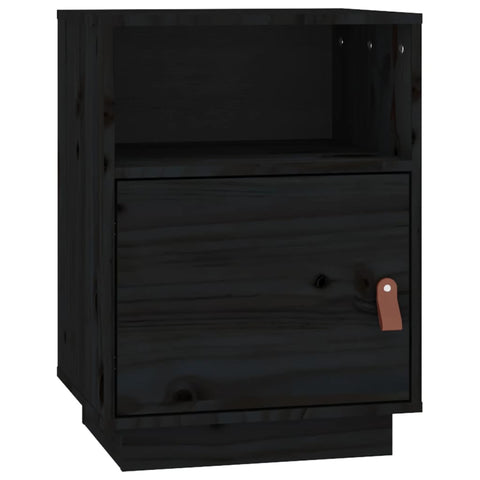 vidaXL Bedside Cabinet Black 40x34x55 cm Solid Wood Pine
