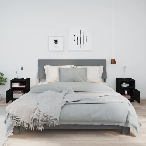 vidaXL Bedside Cabinets 2 pcs Black 40x34x55 cm Solid Wood Pine
