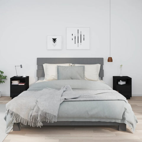 vidaXL Bedside Cabinets 2 pcs Black 40x34x55 cm Solid Wood Pine