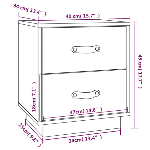 vidaXL Bedside Cabinets 2 pcs Grey 40x34x45 cm Solid Wood Pine