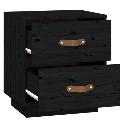 vidaXL Bedside Cabinet Black 40x34x45 cm Solid Wood Pine