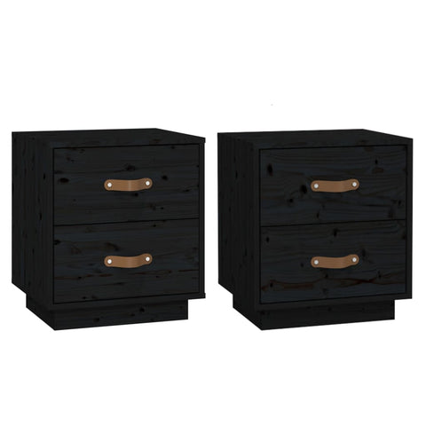 vidaXL Bedside Cabinets 2 pcs Black 40x34x45 cm Solid Wood Pine