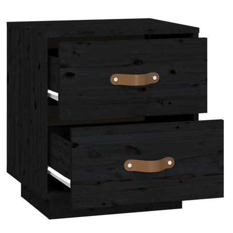 vidaXL Bedside Cabinets 2 pcs Black 40x34x45 cm Solid Wood Pine