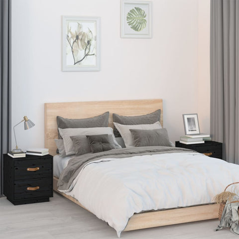 vidaXL Bedside Cabinets 2 pcs Black 40x34x45 cm Solid Wood Pine