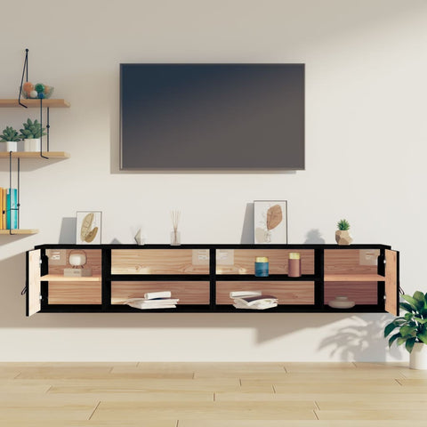 vidaXL Wall Cabinets 2 pcs Black 80x30x30 cm Solid Wood Pine