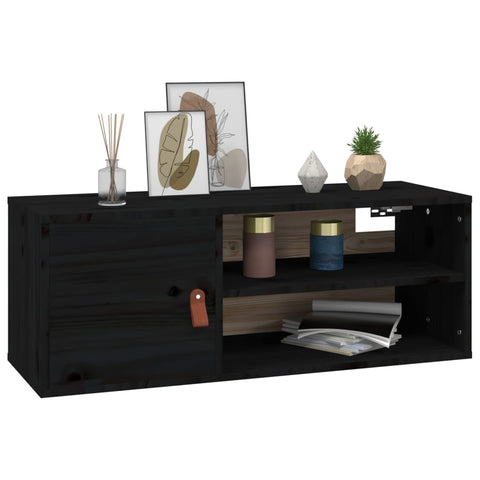 vidaXL Wall Cabinets 2 pcs Black 80x30x30 cm Solid Wood Pine