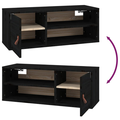 vidaXL Wall Cabinets 2 pcs Black 80x30x30 cm Solid Wood Pine