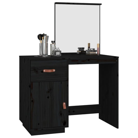 vidaXL Dressing Table Black 95x50x134 cm Solid Wood Pine