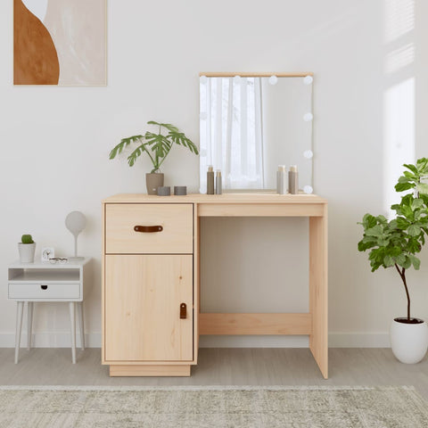 vidaXL Dressing Table with LED 95x50x133.5 cm Solid Wood Pine