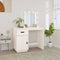 vidaXL Dressing Table with LED White 95x50x133.5 cm Solid Wood Pine