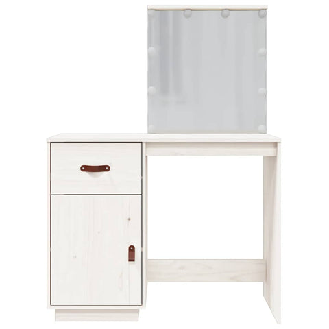vidaXL Dressing Table with LED White 95x50x133.5 cm Solid Wood Pine