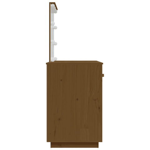 vidaXL Dressing Table with LED Honey Brown 95x50x133.5 cm Solid Wood Pine